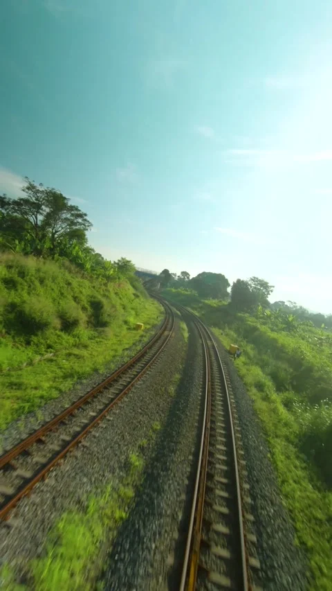 Drone video of following train tracks Stock Footage 291597958