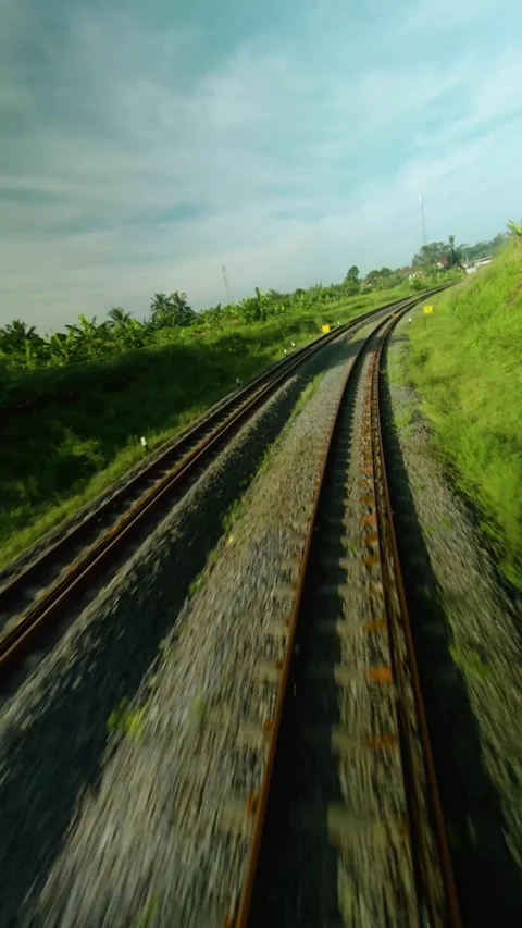 Drone video of following train tracks Stock Footage 291598024