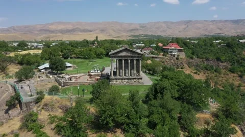 Drone video of the Garni pagan temple 4 Stock Footage 331376973