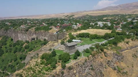 Drone video of the Garni pagan temple 5 Stock Footage 331377172