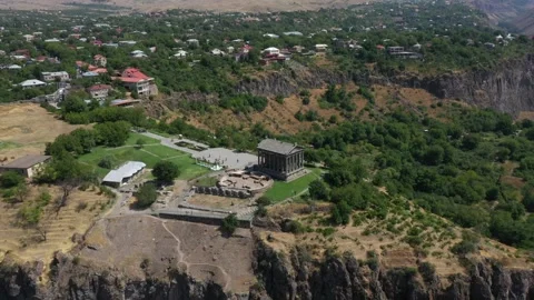Drone video of the Garni pagan temple 8 Stock Footage 331378460