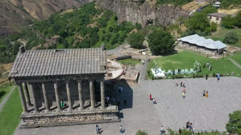 Drone video of the Garni pagan temple 10 Stock Footage 331378511