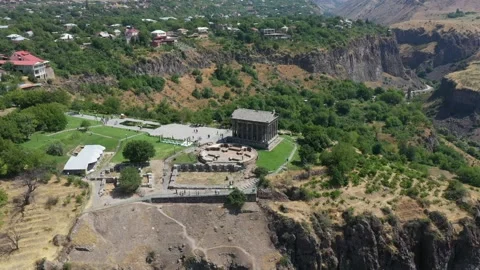 Drone video of the Garni pagan temple 14 Stock Footage 331378802