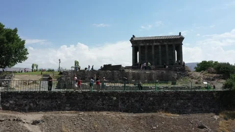 Drone video of the Garni pagan temple 20 Stock Footage 331378931