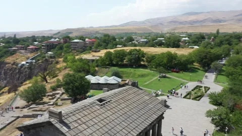 Drone video of the Garni pagan temple 22 Stock Footage 331378940