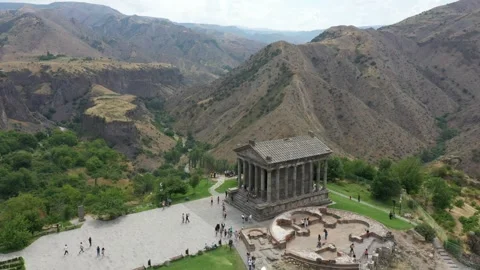 Drone video of the Garni pagan temple 21 Stock Footage 331378953