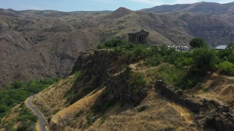 Drone video of the Garni pagan temple 25 Stock Footage 331379119