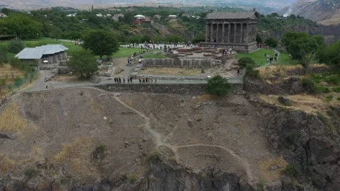 Drone video of the Garni pagan temple 34 Stock Footage 331379392