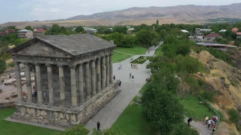 Drone video of the Garni pagan temple 33 Stock Footage 331379525