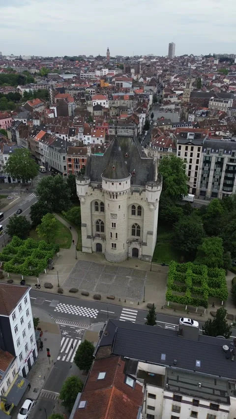 Drone video Hal Gate Brussels Belgium europe Stock Footage 302597823