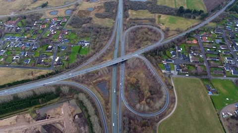 Drone video of a highway intersection in Denmark Video stock 273182693