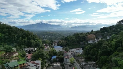 Drone Video of Kandy Cityscape Surrounded by Hills, Sri Lanka Stock Footage 320285372