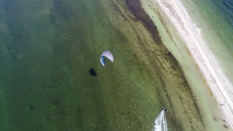 Drone video Kite Surfer gets fun Stock Footage 103427566