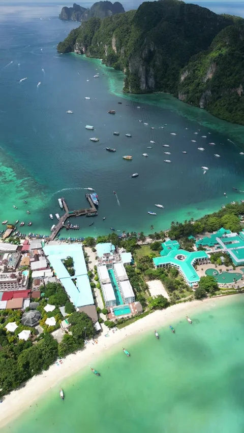 Drone video of Koh Phi Phi Don in Thailand Stock Footage 282563132
