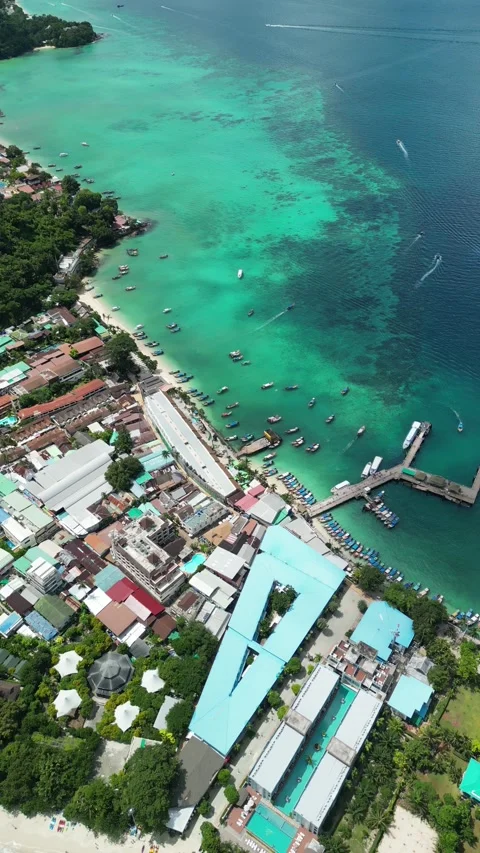 Drone video of Koh Phi Phi Don in Thailand Stock Footage 282563164