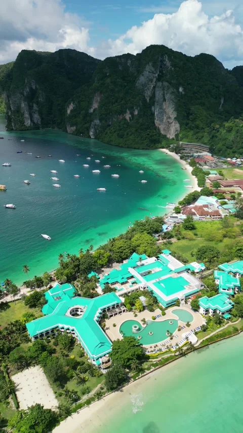 Drone video of Koh Phi Phi Don in Thailand Stock Footage 282563351