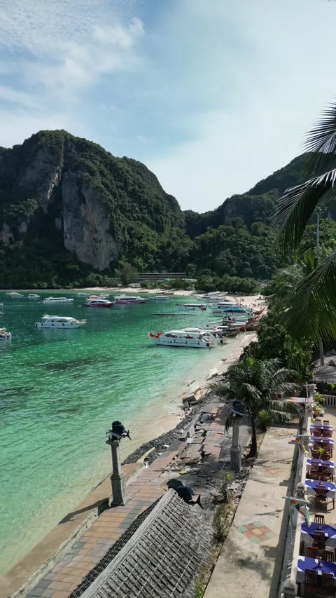 Drone video of Koh Phi Phi Don in Thailand Stock Footage 282563628