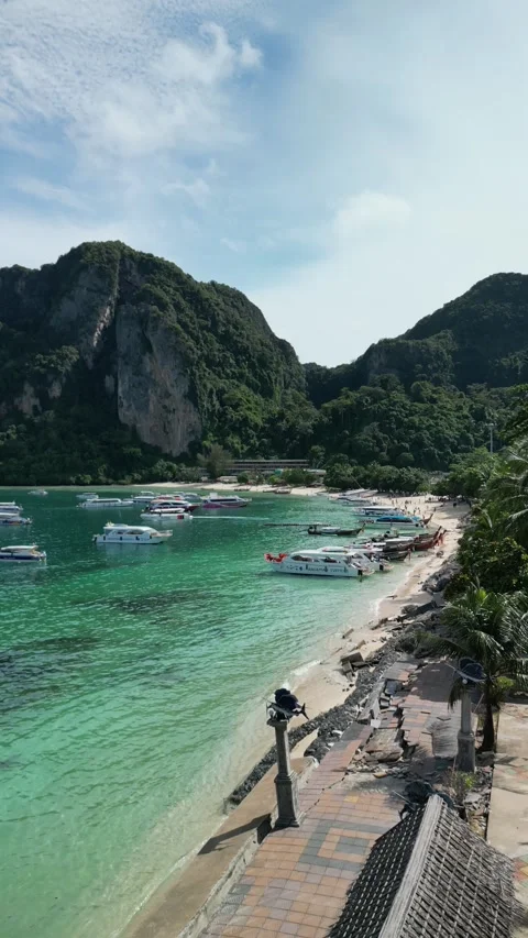 Drone video of Koh Phi Phi Don in Thailand Stock Footage 282565790