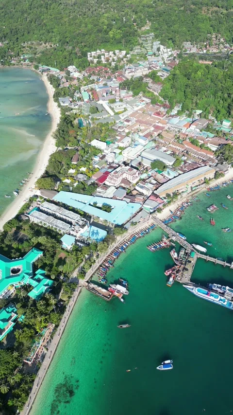 Drone video of Koh Phi Phi Don in Thailand Stock Footage 282567479
