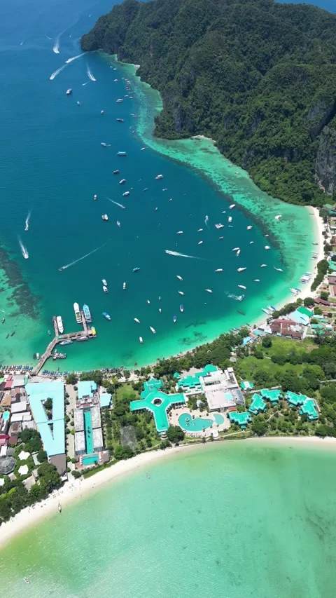 Drone video of Koh Phi Phi Don in Thailand Stock Footage 282568675