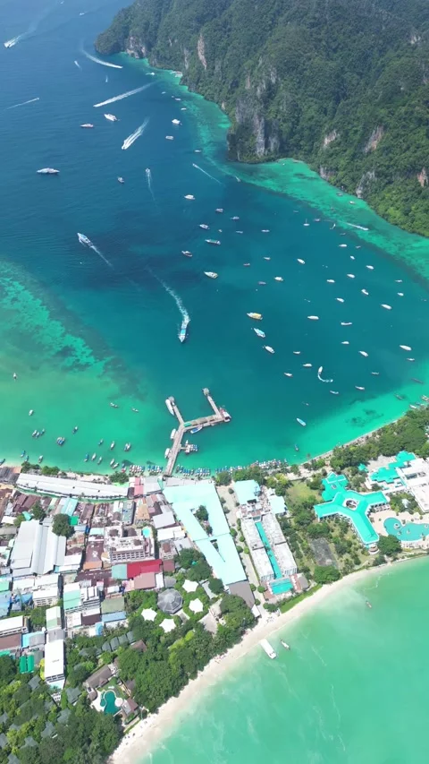 Drone video of Koh Phi Phi Don in Thailand Stock Footage 282569446