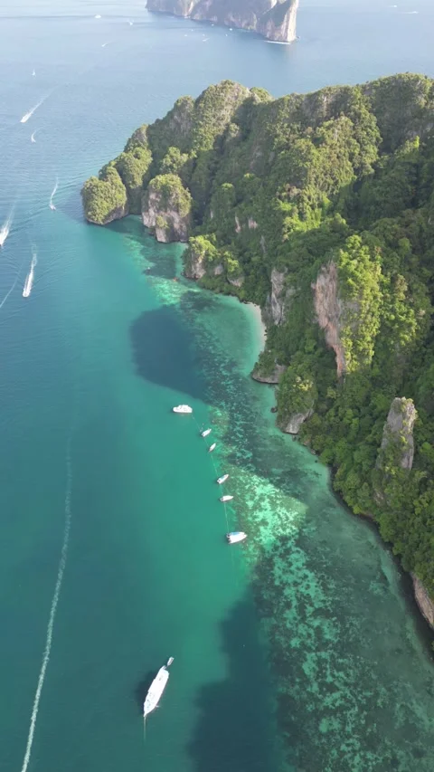 Drone video of Koh Phi Phi Don in Thailand Stock Footage 282570313