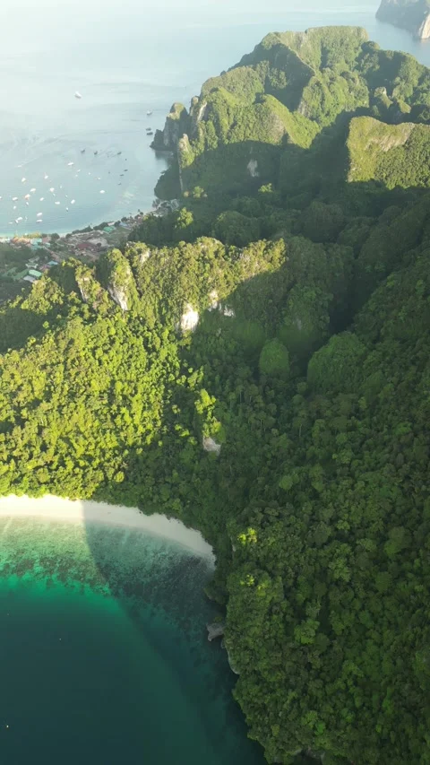 Drone video of Koh Phi Phi Don in Thailand Stock Footage 282571077