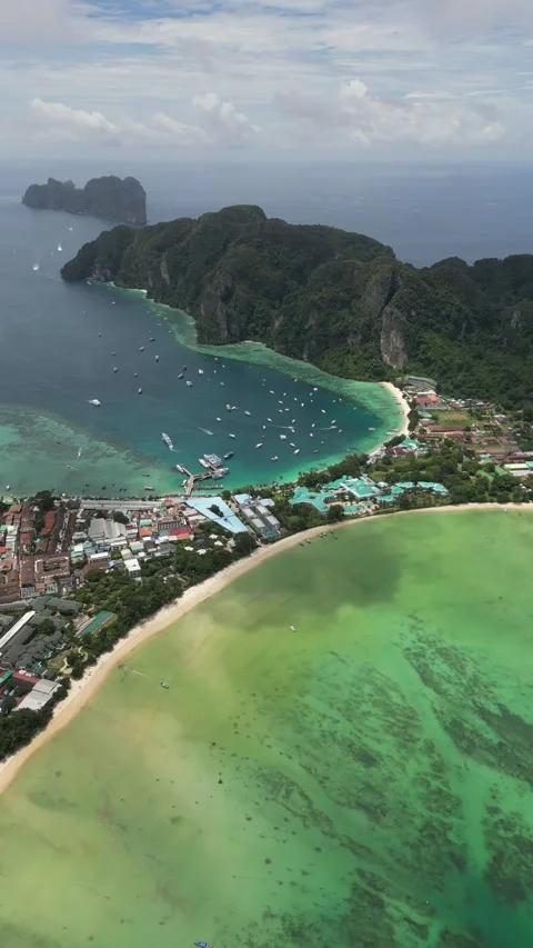 Drone Video of Koh Phi Phi Don in Portrait Stock Footage 317543348