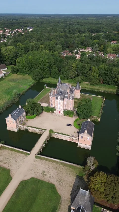 Drone video La Ferte-Imbault caste France europe Stock Footage 302674262