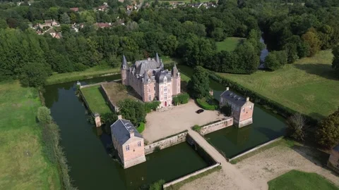 Drone video La Ferte-Imbault caste France europe Stock Footage 302674276