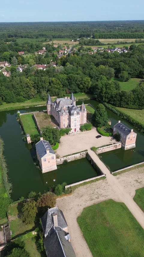 Drone video La Ferte-Imbault caste France europe Stock Footage 302674411