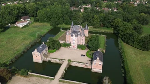Drone video La Ferte-Imbault caste France europe Stock Footage 302674584