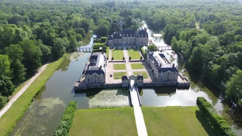 Drone video La Ferte Saint-Aubin castle France europe Stock Footage 302552179