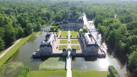 Drone video La Ferte Saint-Aubin castle France europe Stock Footage 302552322