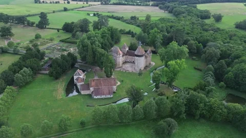 Drone video La Motte-Feuilly castle France europe Stock Footage 302665732