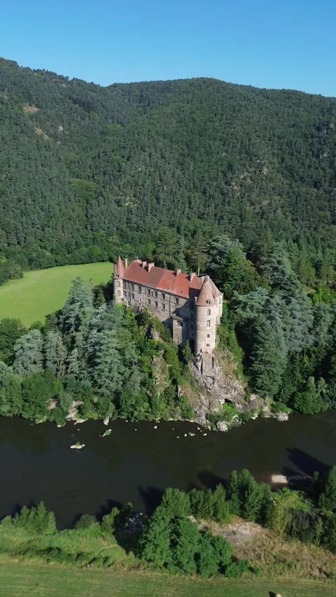 Drone video Lavoute Polignac castle France europe Stock Footage 302720122