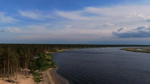 Drone Video Of Lielupe White Dune In Latvia During Summer Evening With Sunny Vídeos de archivo 336760988