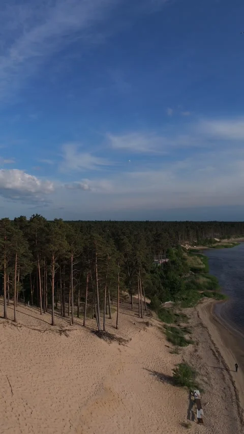 Drone Video Of Lielupe White Dune In Latvia During Summer Evening With Sunny Stock Footage 336761018