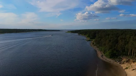 Drone Video Of Lielupe White Dune In Latvia During Summer Evening With Sunny Видео 336808570