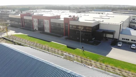 Drone video of the logistics centre. Stockbeeldmateriaal 139903252