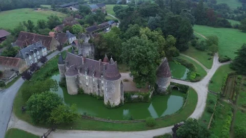 Drone video Lys-Saint-Georges castle France europe Stock Footage 302667435