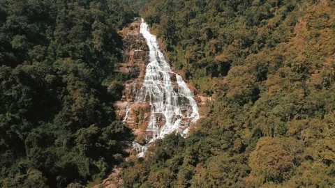 Drone video of a Mae Ya waterfall in Chiang Mai, Doi Inthanon, Thailand, Asia Stock Footage 248969410
