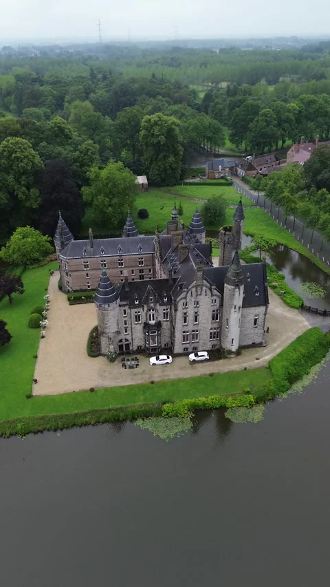 Drone video Marnix van Sint Aldegonde castle Belgium europe Stock Footage 302601217