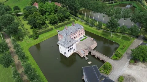 Drone video Marnix van Sint Aldegonde castle Belgium europe Stock Footage 302601232