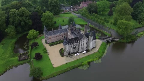 Drone video Marnix van Sint Aldegonde castle Belgium europe Stock-Footage 302601281