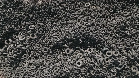 Drone video of a massive dump of car tires Stock Footage 237022968