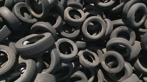 Drone video of a massive dump of car tires Stock Footage 237064430