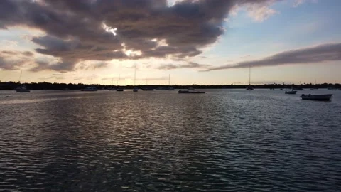 Drone video of Mauritius at sunset Stock Footage 169034225