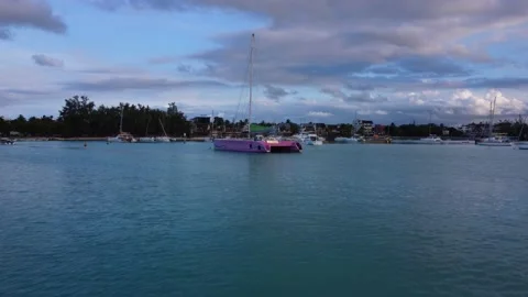 Drone video of Mauritius at sunset Stock Footage 169034244