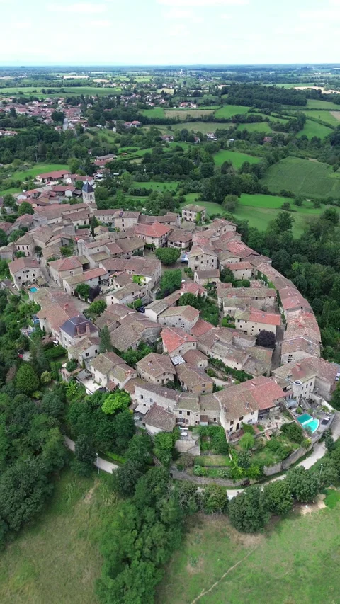 Drone video Medieval city of Pérouges France europe Stock Footage 302654038